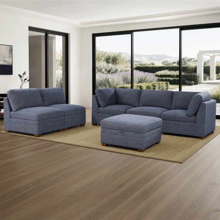 Thomasville Tisdale 6-piece Fabric Sectional with Storage Ottoman