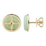 Round Natural Green Jade Stud Earrings