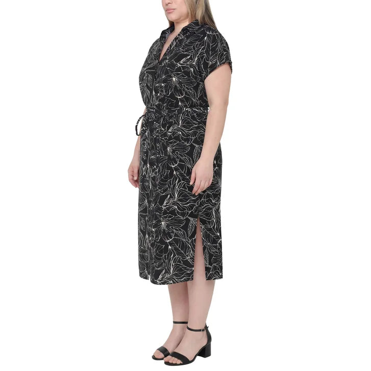 Jewel Badgley Mischka Women's Short Sleeve Button Front Dress