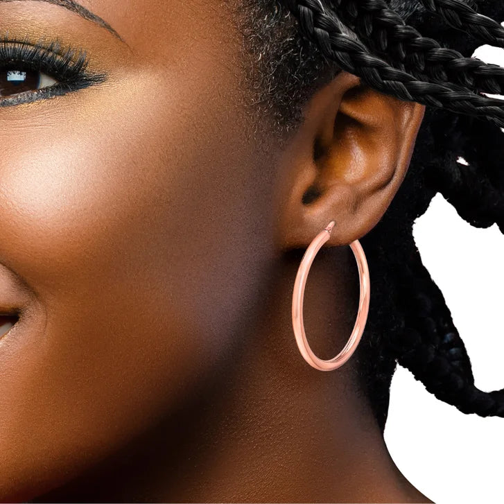 High Polish Round Hoop Gold Earrings