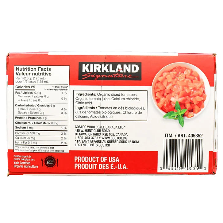 Kirkland Signature Organic Diced Tomatoes, 8 × 796 mL