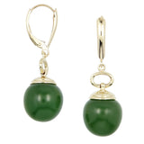 Oval Cut Nephrite Jade Dangle Earrings