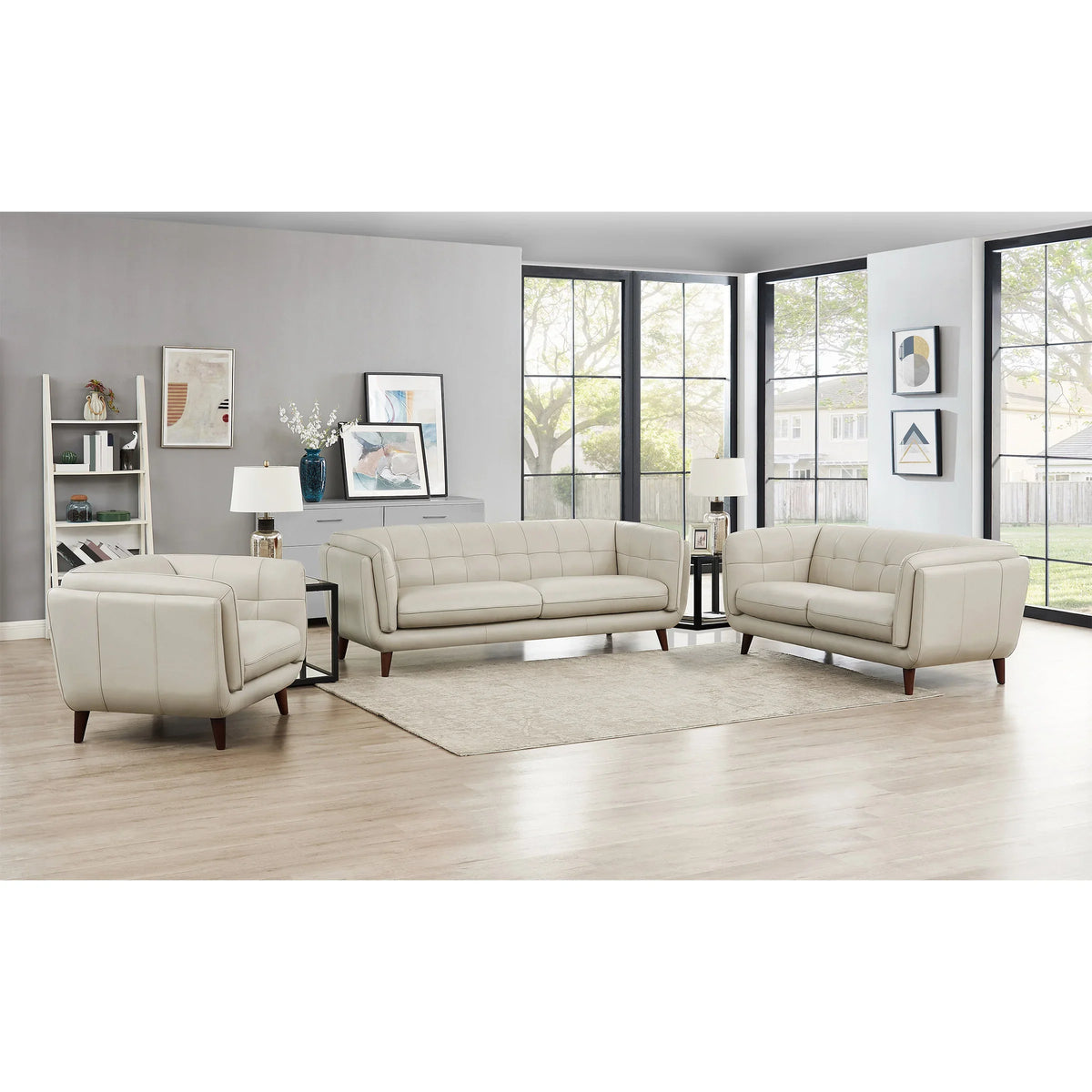 Prospera Home Barcelona Top Grain Leather Sofa, Loveseat and Chair