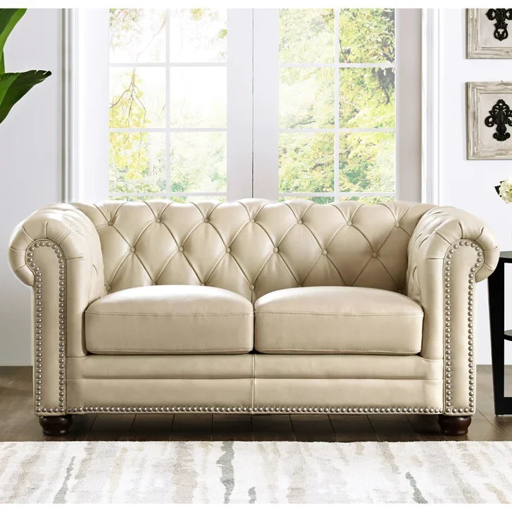 Prospera Home Allington 3-piece Top Grain Leather Chesterfield Living Room Set