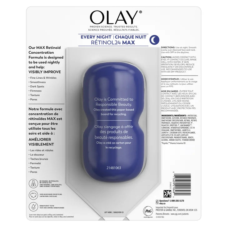 Olay Retinol24 MAX Night Moisturizer, 2 x 50 mL