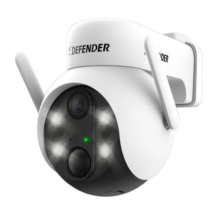 Defender Solar Powered 4K AI EverWatch PTZ Wireless Camera with 3W Solar Panel, 2-pack
