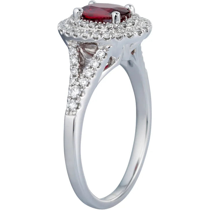 Oval Cut Ruby and Diamond Ring (0.36 ctw)