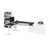 Bestar Upstand 4-piece L-shaped Workstation with Height Adjustable Desk