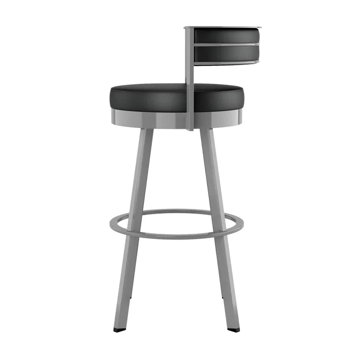 Amisco Browser Grey Frame with Black seat Bar or Counter Stool