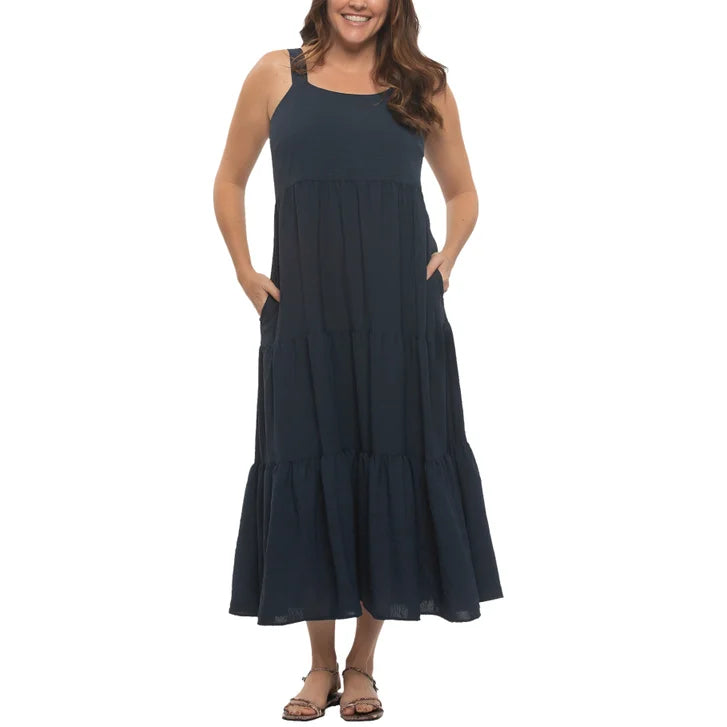 Black Bow Women's Tiered Maxi Dress
