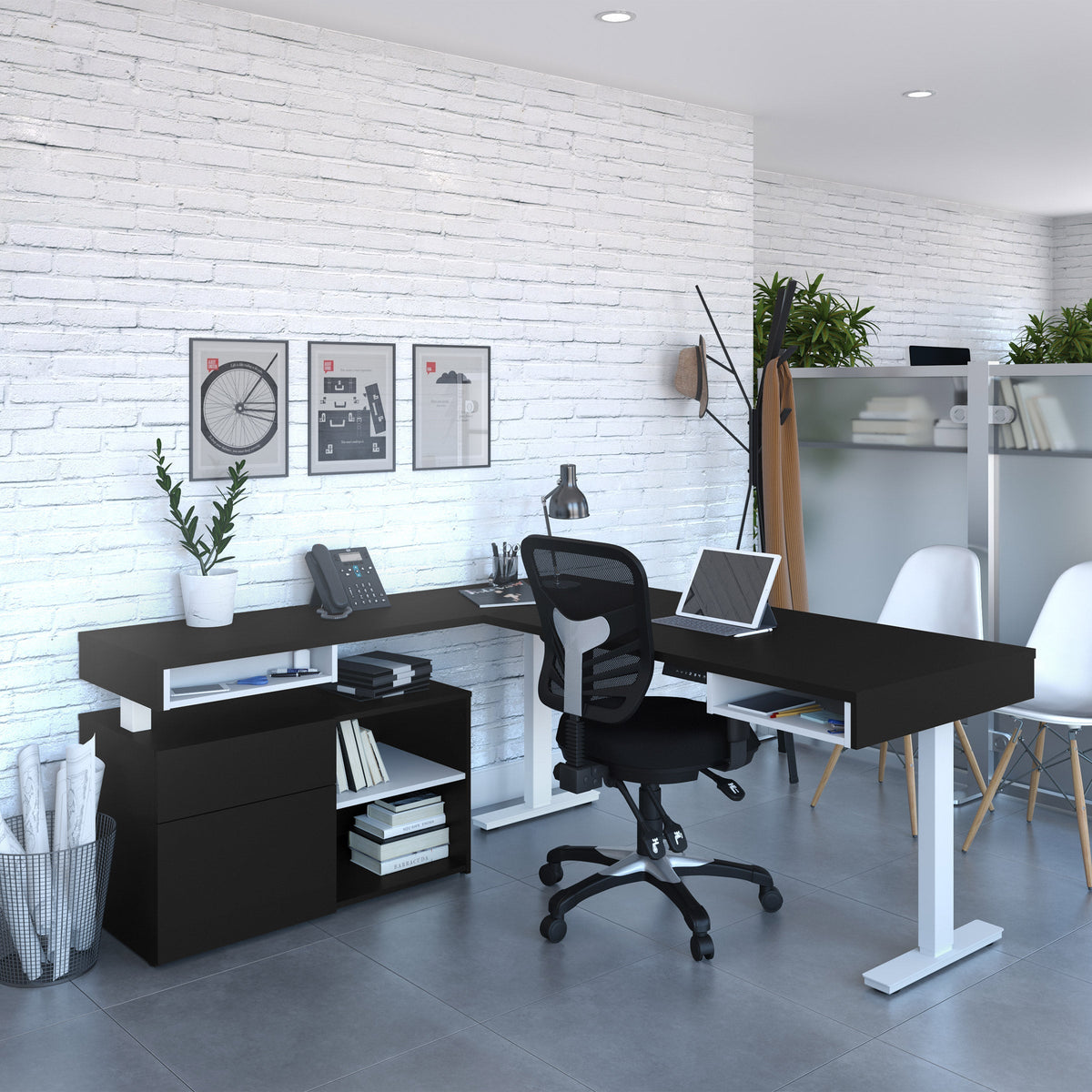 Bestar Viva L-shaped Height-adjustable Workstation