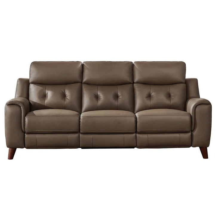 Prospera Home Malibu Modern Top Grain Leather Power Reclining Sofa with Power Headrest