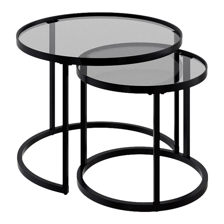 Appollo Lucienne Nested Round Coffee Tables with Tempered Glass Top
