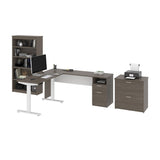 Bestar Upstand 4-piece L-shaped Workstation with Height Adjustable Desk