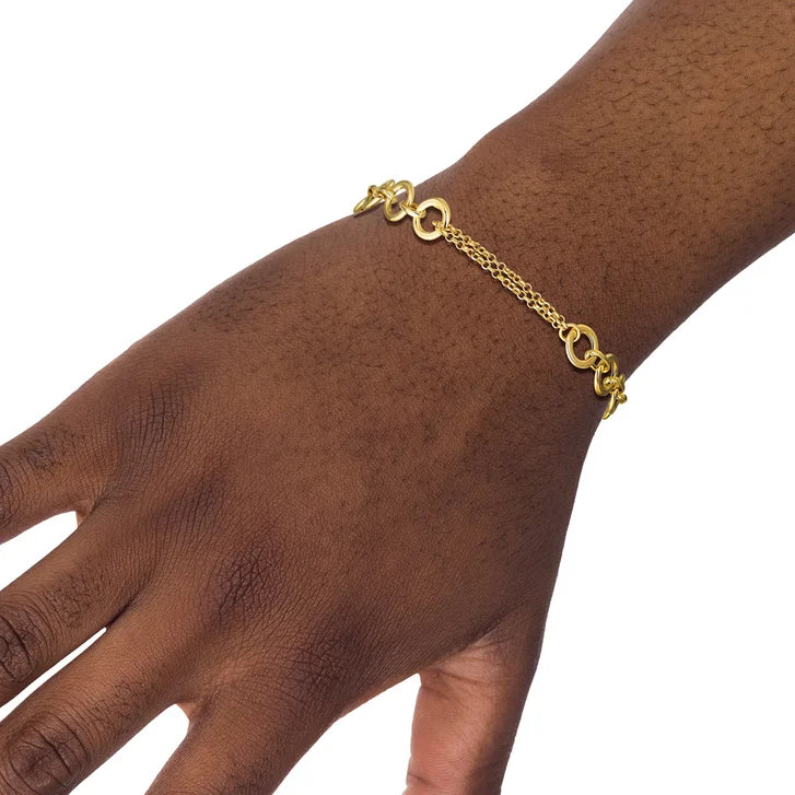 High Polished Multi-Strand Circle Link Bracelet in Yellow Gold