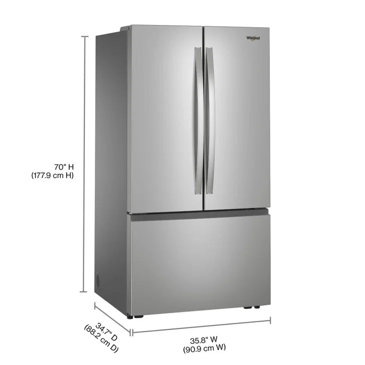Whirlpool 36 in. 31 cu ft. Standard Depth French Door Refrigerator with Interior Water Dispenser
