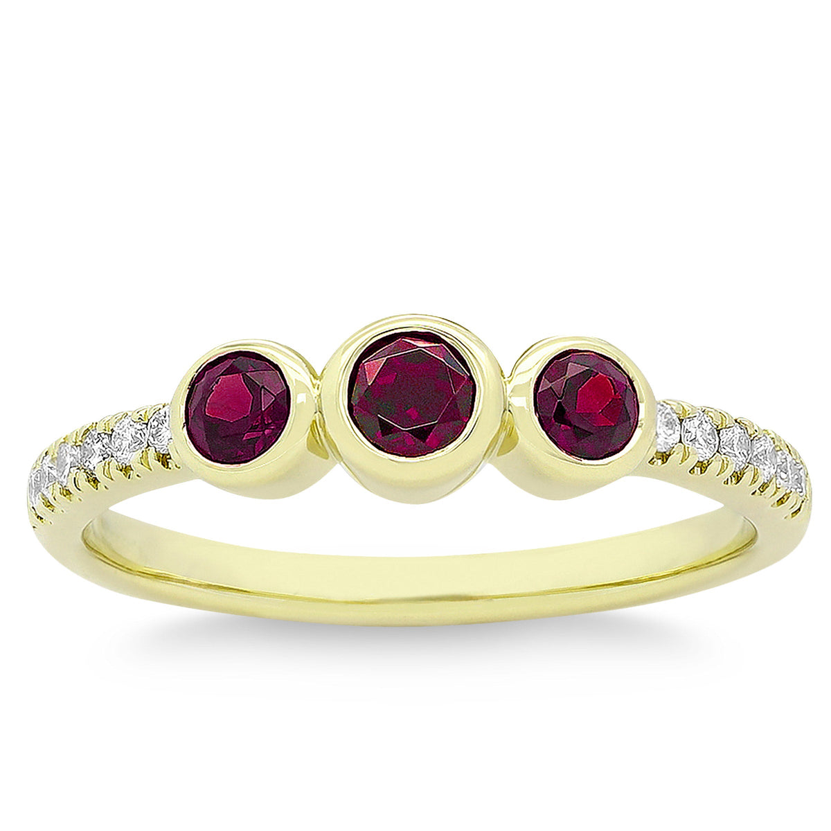 Round Cut Ruby and Diamond Ring (0.10 ctw)