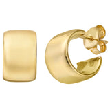 High Polish C-Shaped Hoop Earrings in Yellow Gold
