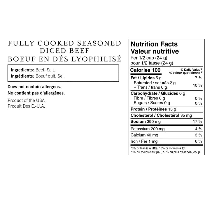 Nutristore Freeze Dried Diced Beef, 6 x 420 g