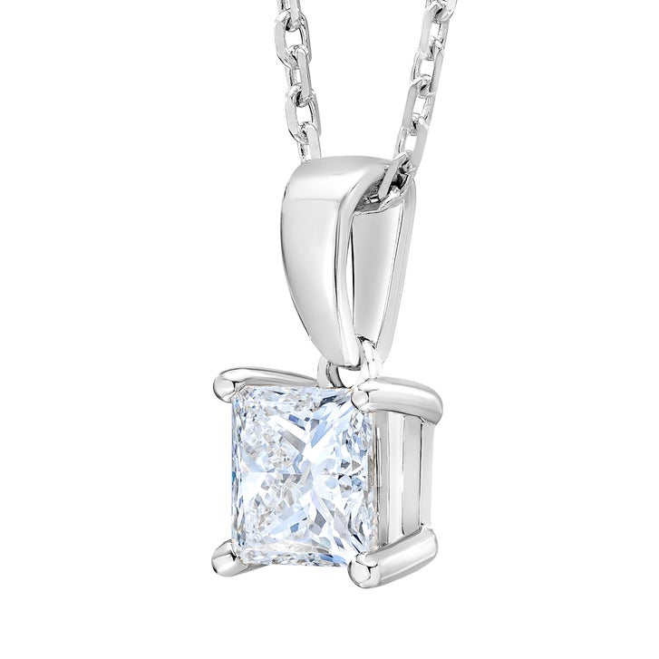 Princess Cut Diamond Solitaire Pendant (0.90 ct)