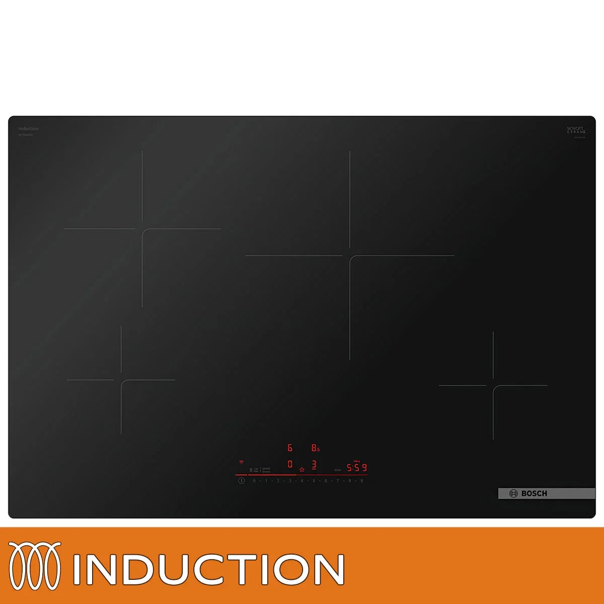 Bosch 500 Series 30 in. Black Induction Surface Mount 4 Burner Cooktop
