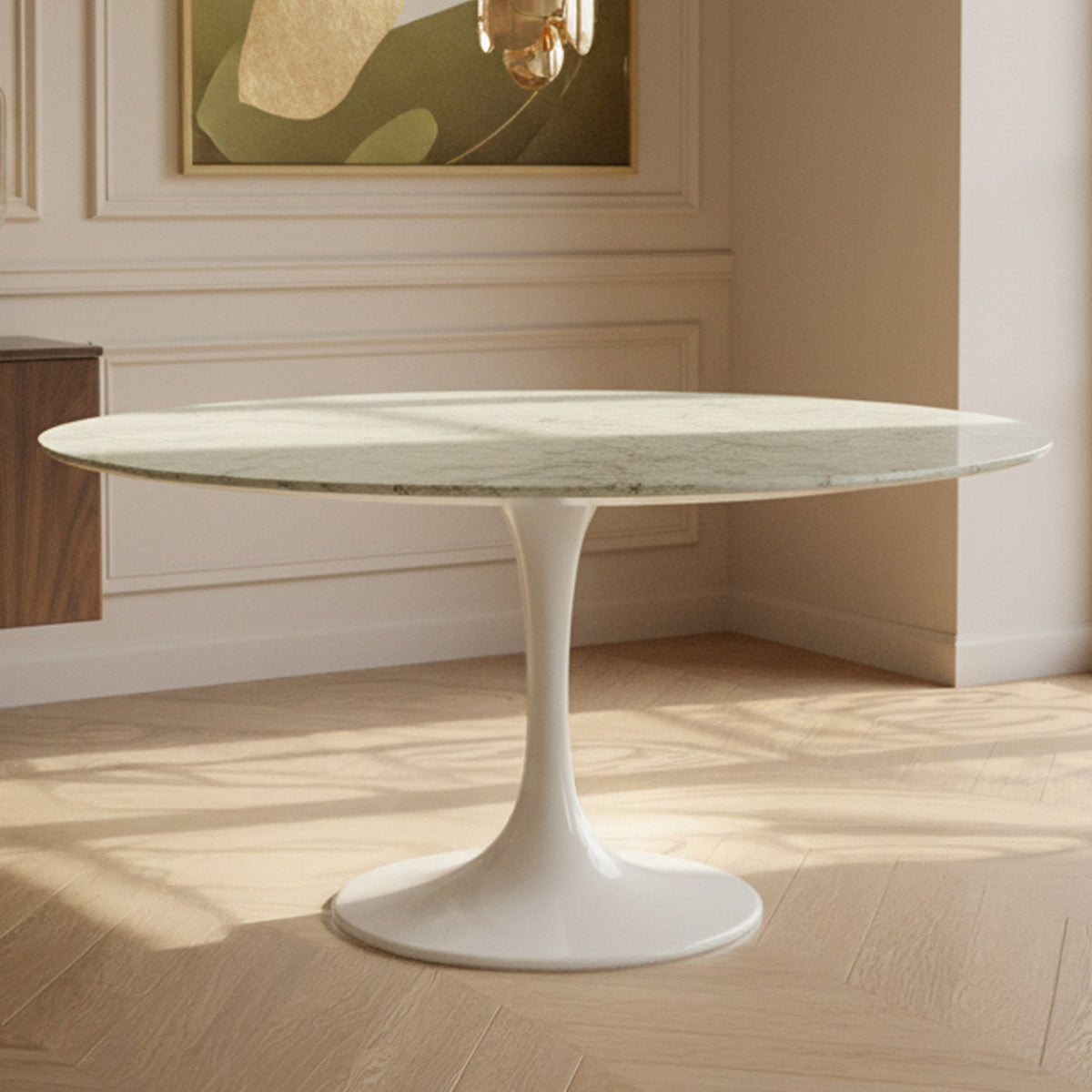 Orchid Round Solid Quartz Dining Table, 132,1 cm (52 in.) diameter