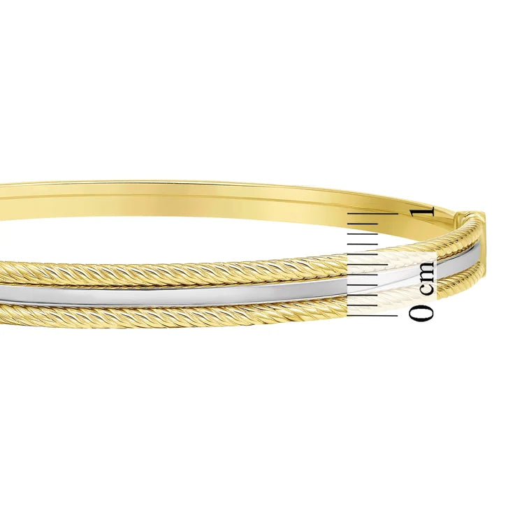 Pipe Trim Bangle in Two Tone Gold