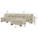 Thomasville Miles 3-piece Left-hand Facing Fabric Sectional with Storage Ottoman