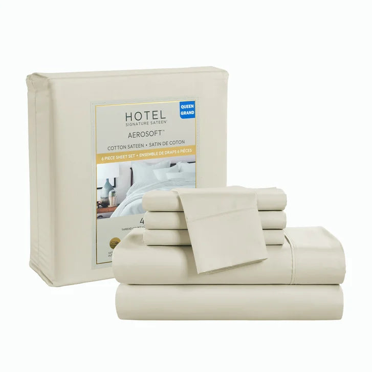 Hotel Signature Cotton Sateen Sheet Set, 6-piece