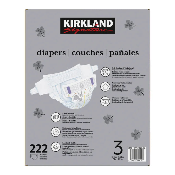 Kirkland Signature Diapers, Sizes 3 - 6