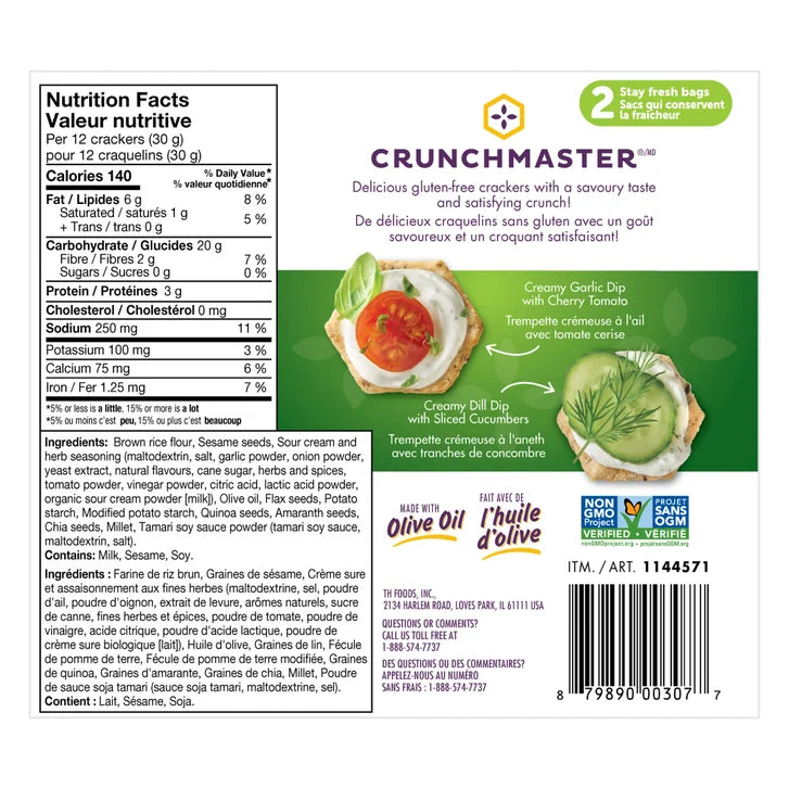 Crunchmaster Sour Cream & Herb Flavoured Crackers, 454 g