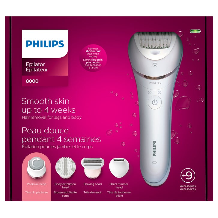 Philips Epilator Series 8000, Electric Hair Removal Device with 5‑in‑1 Shaver, Trimmer, Pedicure & Body Exfoliator