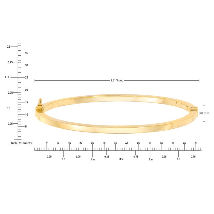 High Polish Square Tube Bangle Bracelet in Yellow Gold