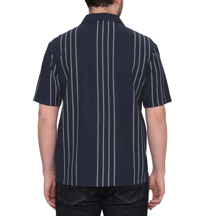 Ike Behar Men’s Vertical Stripe Textured Knit Polo Shirt