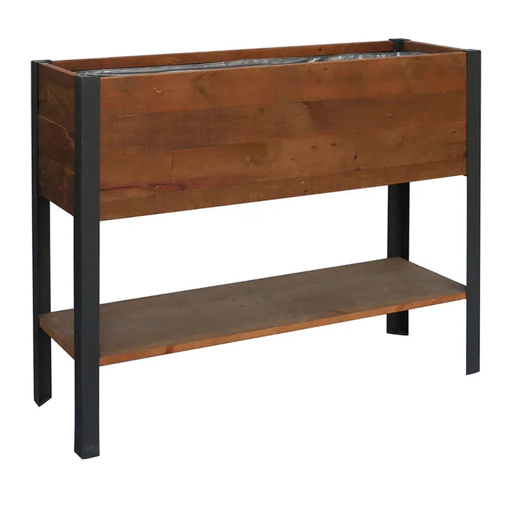 Grapevine Urban Garden Raised Planter, Recycled Wood and Metal, with Shelf