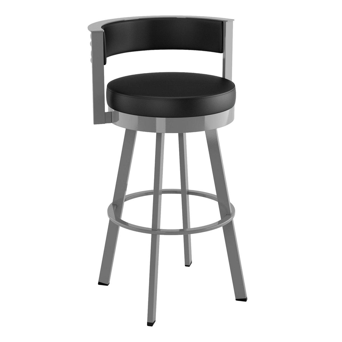 Amisco Browser Grey Frame with Black seat Bar or Counter Stool