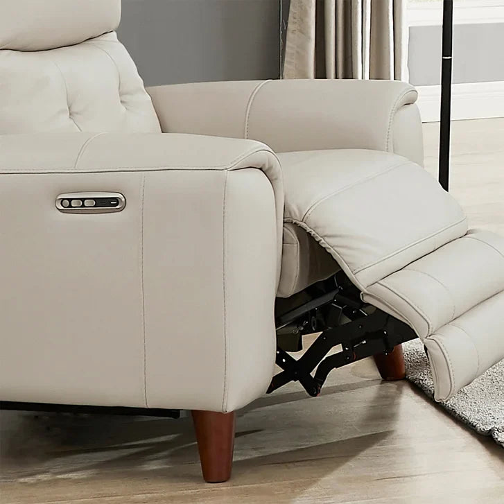 Prospera Home Malibu Modern Top Grain Leather Power Reclining Sofa with Power Headrest