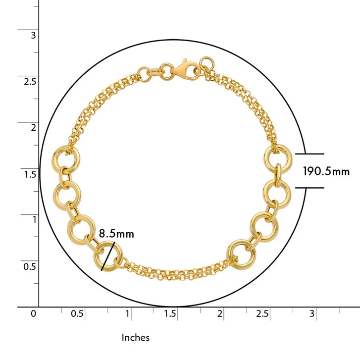 High Polished Multi-Strand Circle Link Bracelet in Yellow Gold