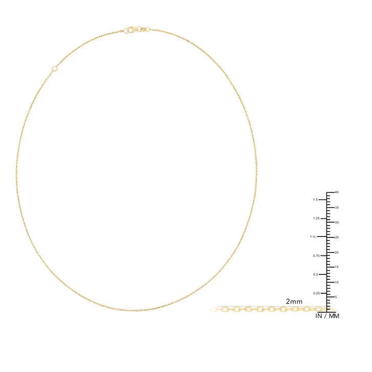 Diamond Cut Rolo Chain Necklace in Yellow or White Gold