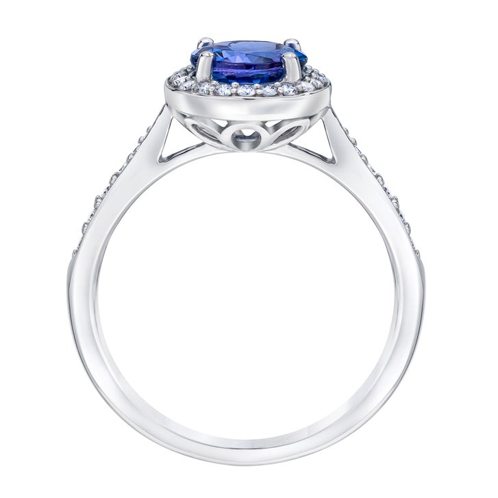 Round Cut Tanzanite and Diamond Ring (0.21 ctw)