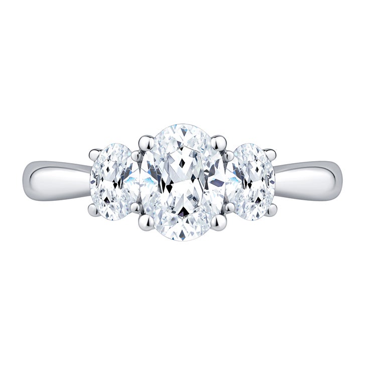 Three Stone Oval Cut Diamond Ring (1.10 ctw)