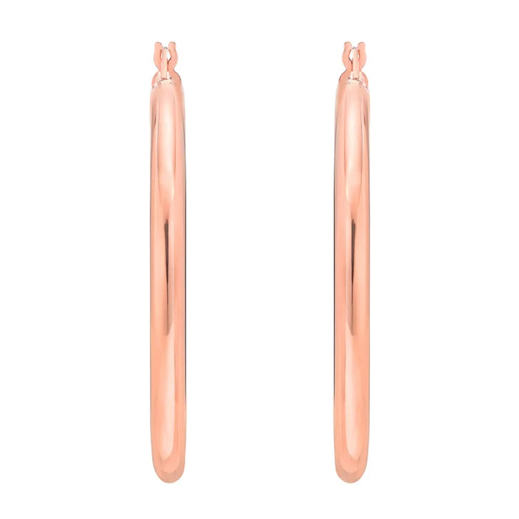 High Polish Round Hoop Gold Earrings