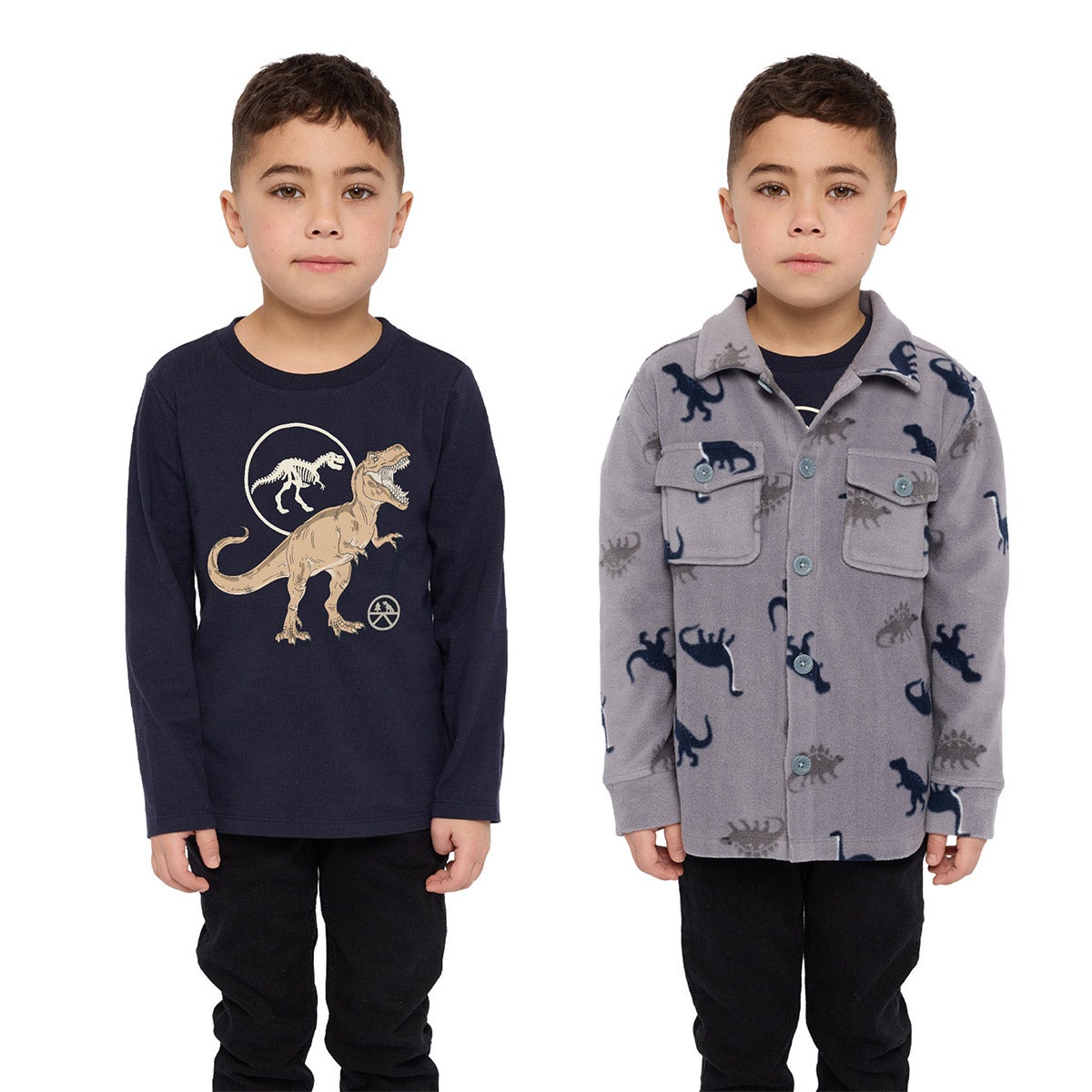 Pekkle Boys' and Girls' Micro Polar Long Sleeve Fleece Shirt and Tee, 2-piece
