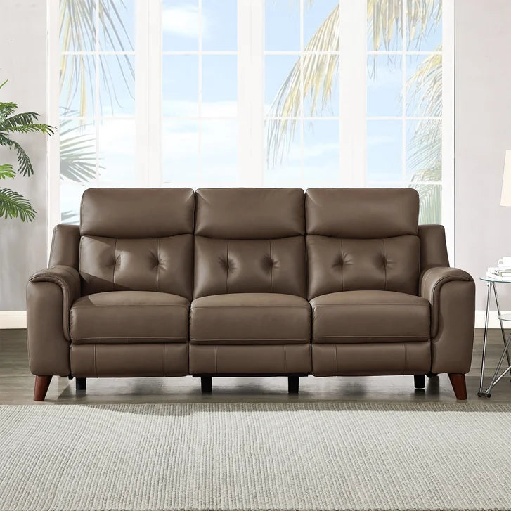 Prospera Home Malibu Modern Top Grain Leather Power Reclining Sofa and Loveseat with Power Headrest