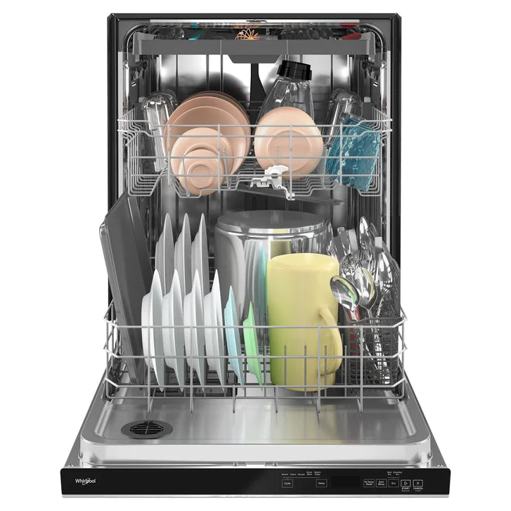 Whirlpool Kitchen Suite with Stainless Steel 36 in. 19.4 cu ft. Counter Depth 4 Door Refrigerator, 30 in. 5.3 cu ft. Electric Range and 24 in. Dishwasher
