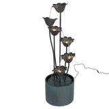 Lily Flower Metal Fountain with Warm White Lights