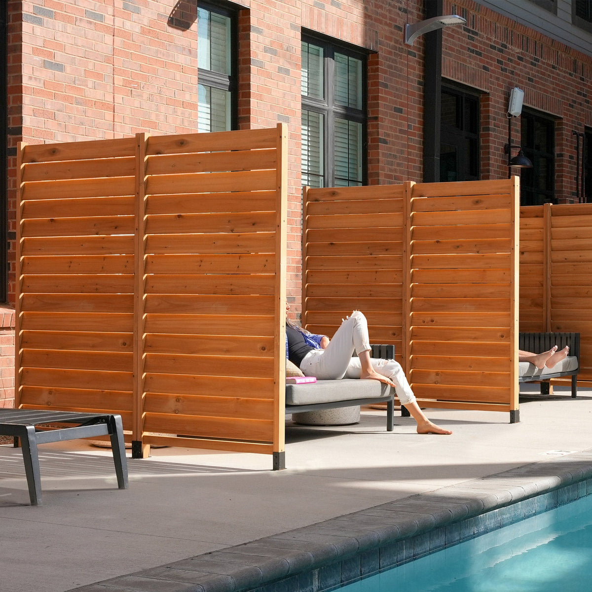 Sierra Wood Freestanding Privacy Screen, 1-Panel 6 ft.