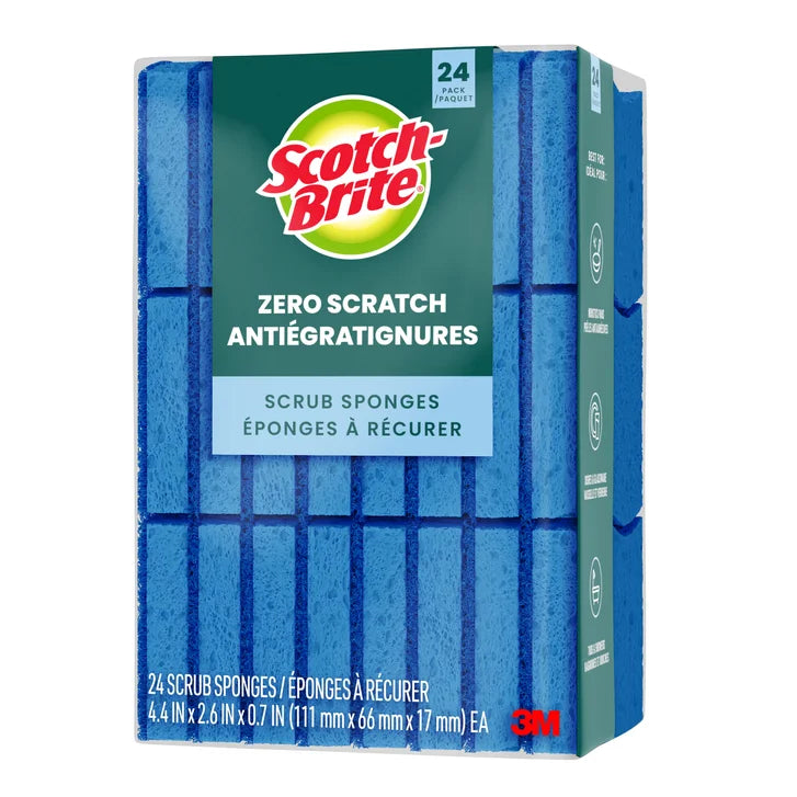 Scotch Brite Zero Scratch Scrub Sponges, 24 pack