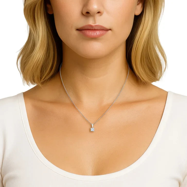 Princess Cut Diamond Solitaire Pendant (0.90 ct)