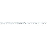 Diamond Cut Figaro Pave Necklace - White Gold